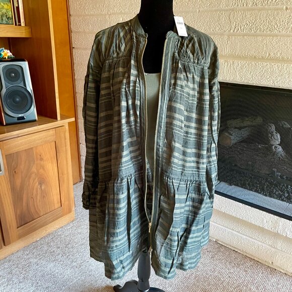 NWT Anthropologie Long-Sleeve Zip-Front Mini Dress XS/Oversized - Picture 5 of 10